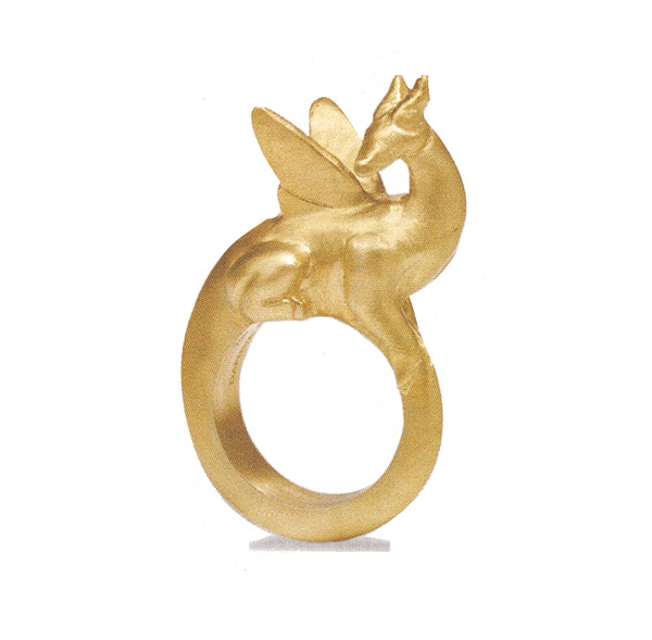 A gold dragon ring, handcrafted by an artisan's metal cast wax sculptures