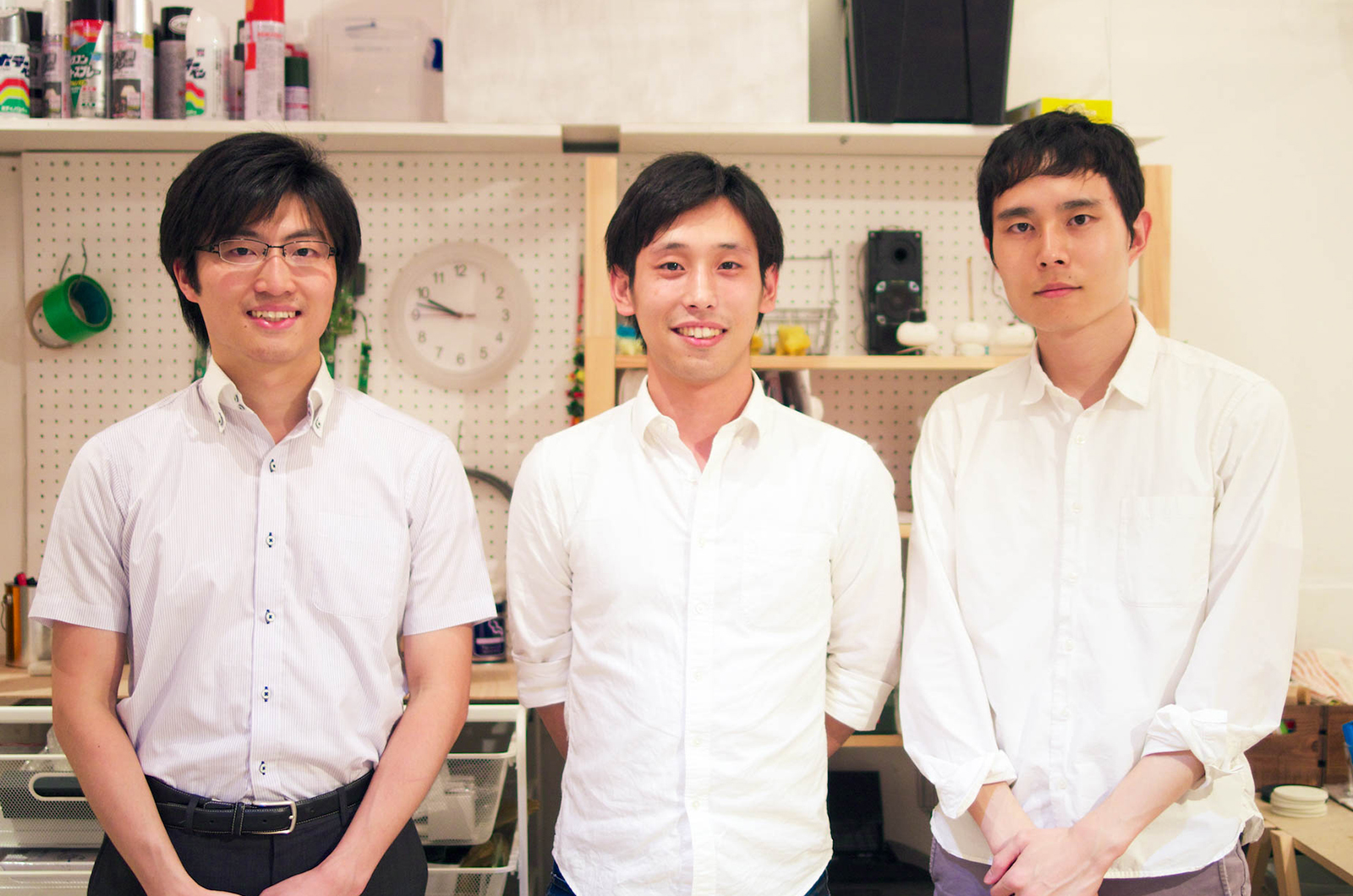 Ginger Design Studioの暮橋昌宏さん（左）、横尾俊輔さん（中）と星野泰漢さん（右）。3人とも学生時代からの仲間